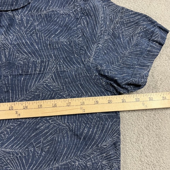 Todd Snyder Shirt Mens Medium Linen Camp Loop Collar Short Sleeve Button Up Blue - Picture 8 of 12